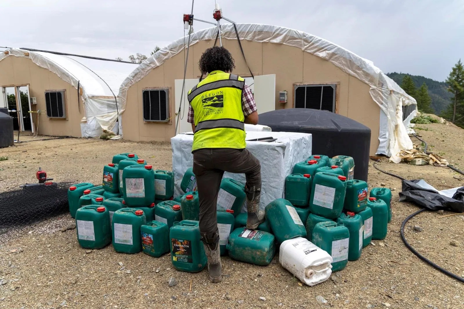 Scattered Fertilizer and Pesticide containers