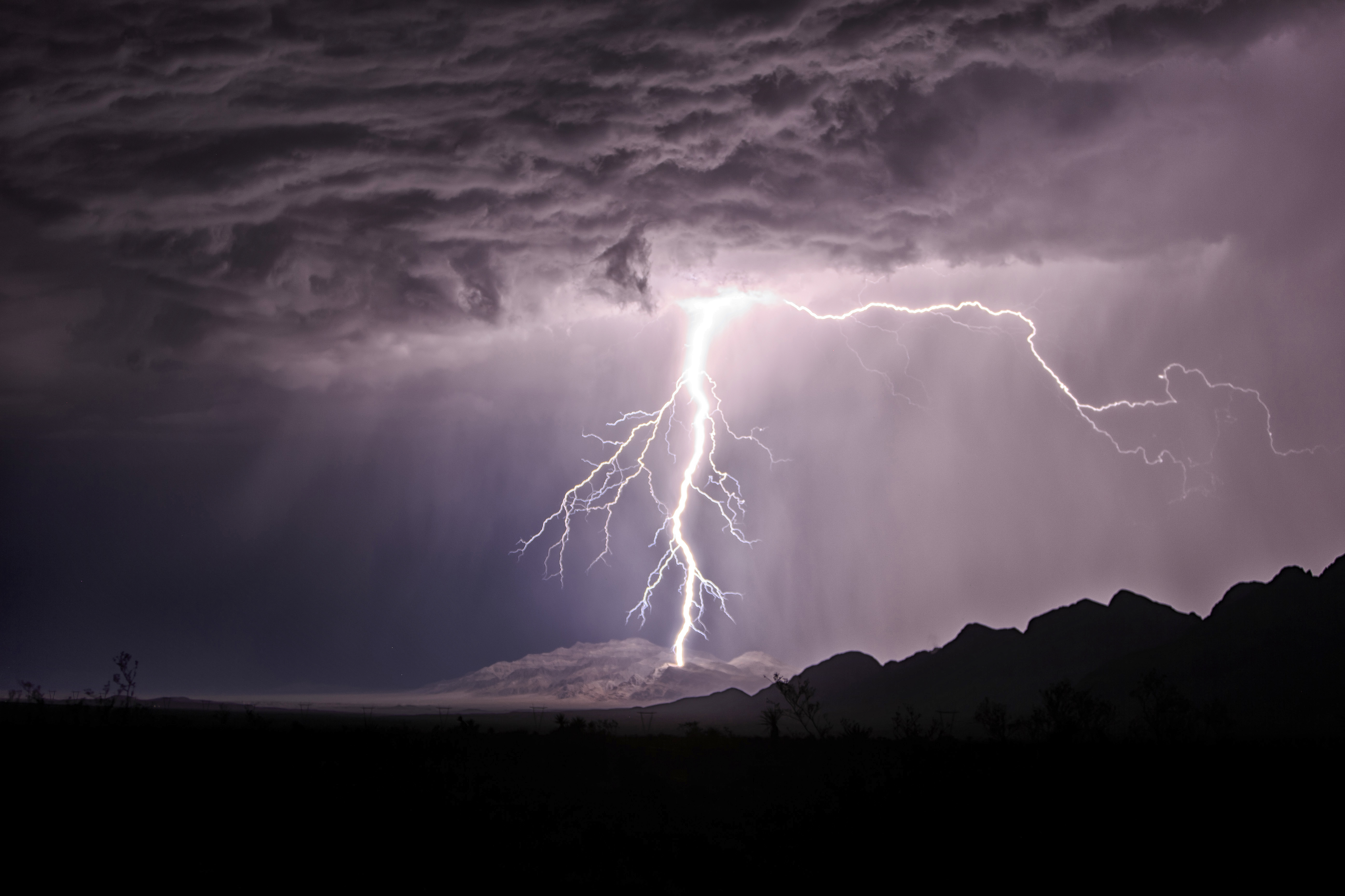WOLF CREEK, NV - AUGUST 24: A powerful monsoon storm produces cloud-to-ground lightning Monday, Aug. 24, 2017, in Wolf Creek. (Marc Sanchez/BLM)