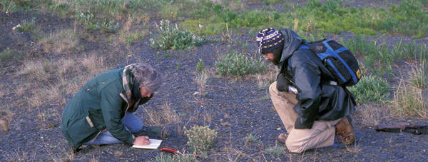 Two researchers take notes in the field | Photo: BLM Alaska