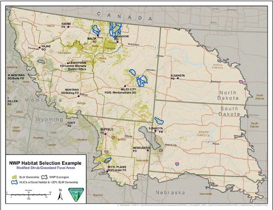 Map of grass and shrub communities in the Northwest Plains